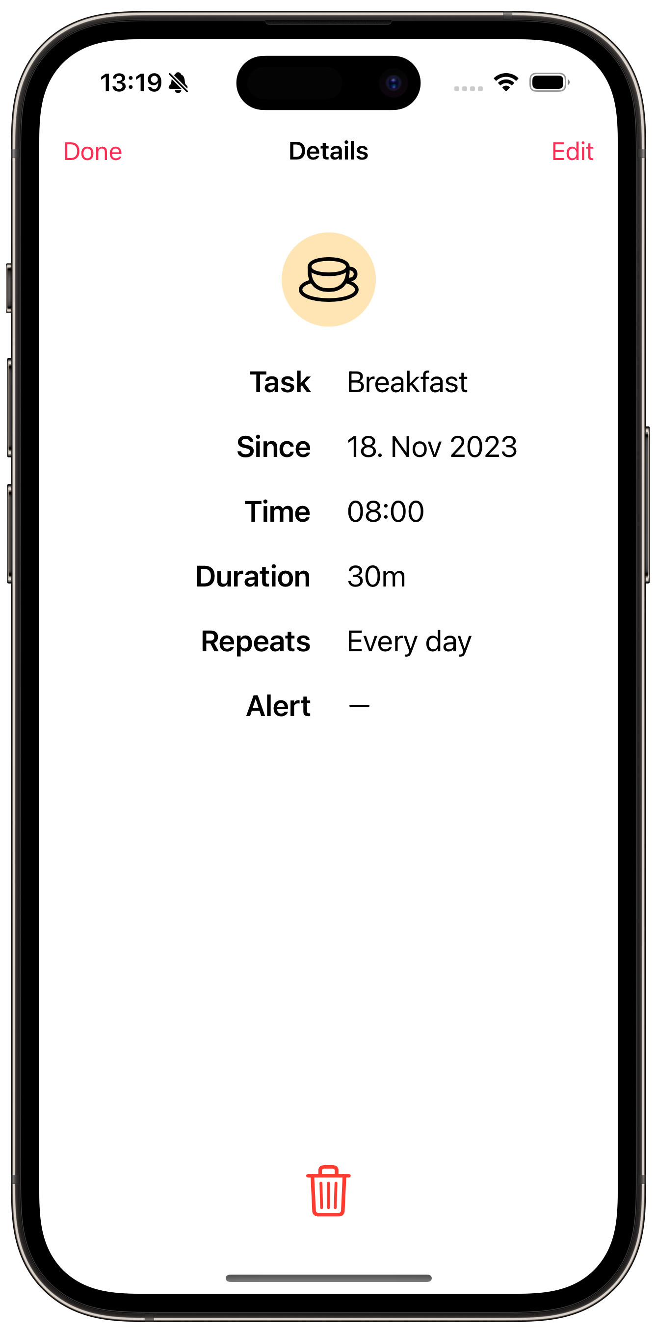 Dayline Daily Planner Task Details